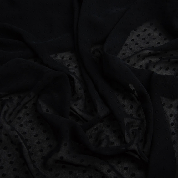 Chiffon crepe fabric 150 cm lightweight, airy, matte, for dresses, skirts, blouses, children’s clothing чорна, фото 2
