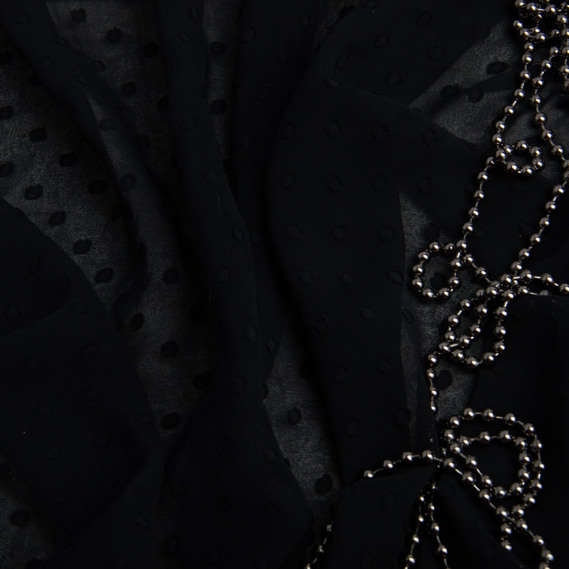 Chiffon crepe fabric 150 cm lightweight, airy, matte, for dresses, skirts, blouses, children’s clothing чорна, фото 3