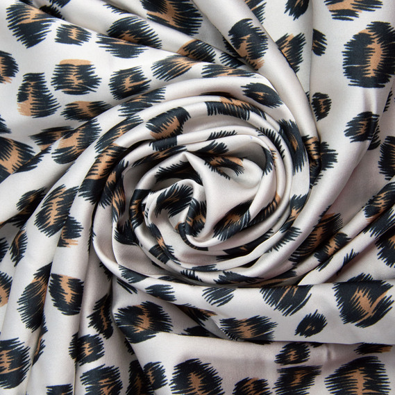 Ткань плательная атлас шелк барсик беж, фото 1