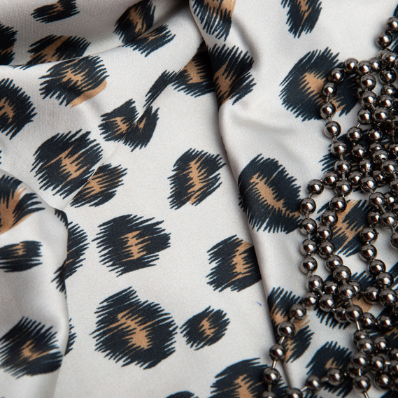 Ткань плательная атлас шелк барсик беж, фото 3