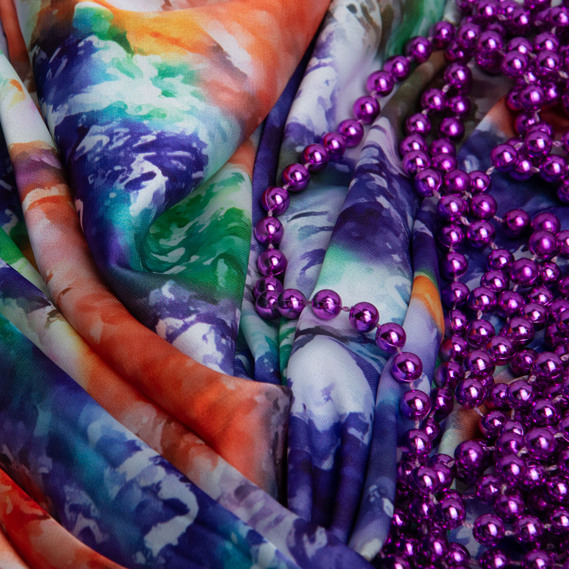 Ткань плательная атлас шелк мармур фіолет, фото 3