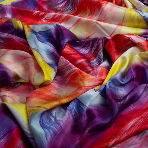 Тканина плательная атлас шовк акварель червона, фото 2 Тканина плательная атлас шовк акварель червона, фото 2