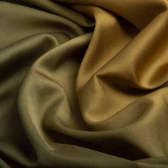 Ткань плательная атлас шелк деграде олива, фото 2