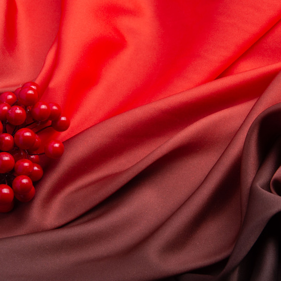 Тканина плательная атлас шовк деграде корал, фото 3