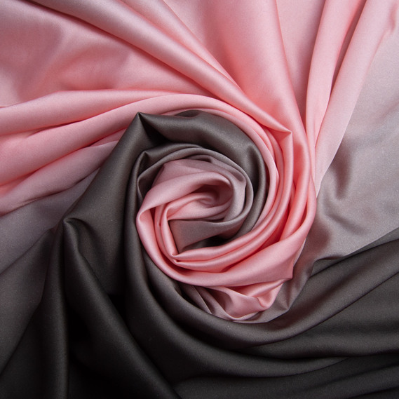 Тканина плательная атлас шовк деграде рожевий, фото 1