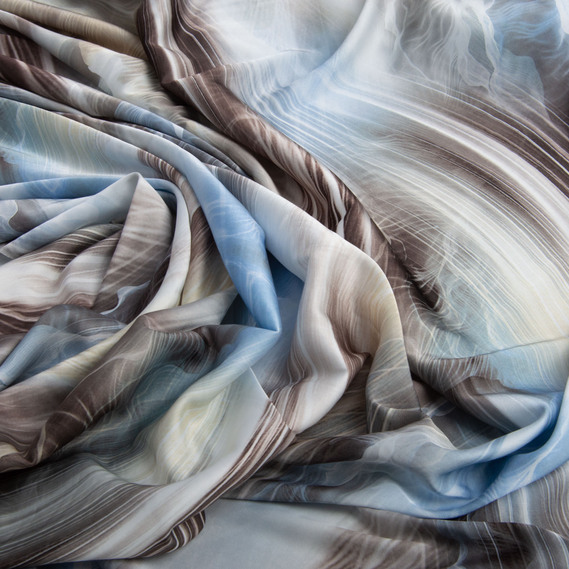 Silk Satin Dress Fabriс блакитний , фото 2