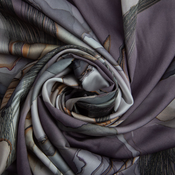 Тканина плательная атлас шовк стрейч ліловий, фото 1