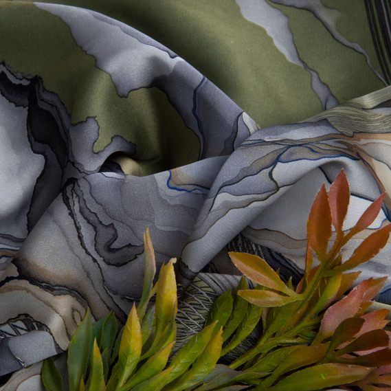 Silk Satin Dress Fabriс оливка , фото 3