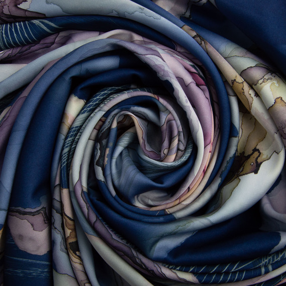 Ткань плательная атлас шелк стрейч денім, фото 1