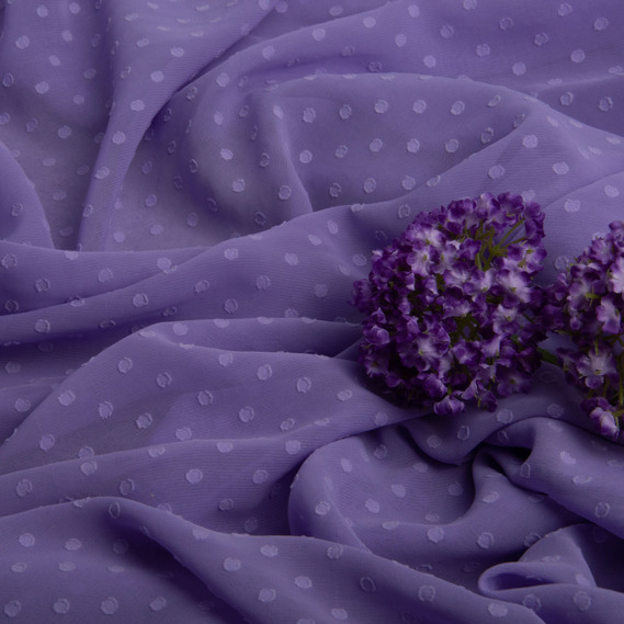 Тканина шифон жакард 150 см 75 гр/м2 легка, повітряна, для суконь, спідниць, блузок, дитячого одягу бузок, фото 3 Тканина шифон жакард 150 см 75 гр/м2 легка, повітряна, для суконь, спідниць, блузок, дитячого одягу бузок, фото 3