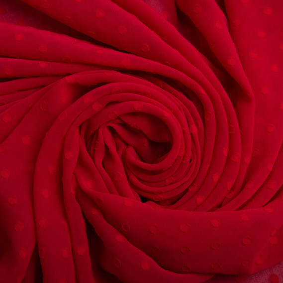 Chiffon crepe fabric 150 cm lightweight, airy, matte, for dresses, skirts, blouses, children’s clothing червона, фото 1