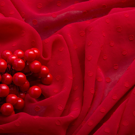 Chiffon crepe fabric 150 cm lightweight, airy, matte, for dresses, skirts, blouses, children’s clothing червона, фото 3