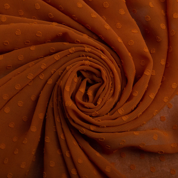 Chiffon crepe fabric 150 cm lightweight, airy, matte, for dresses, skirts, blouses, children’s clothing руда, фото 1