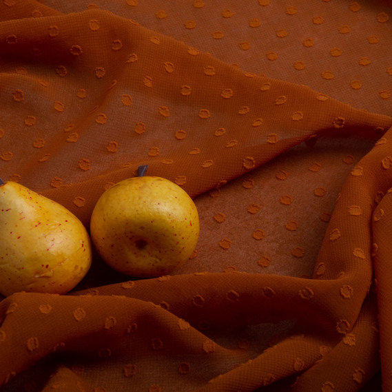 Chiffon crepe fabric 150 cm lightweight, airy, matte, for dresses, skirts, blouses, children’s clothing руда, фото 3