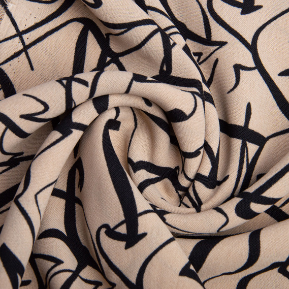 Ткань плательная креп Американский розчерк беж, фото 1