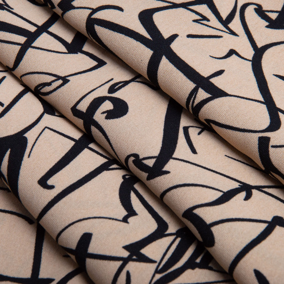 Ткань плательная креп Американский розчерк беж, фото 2