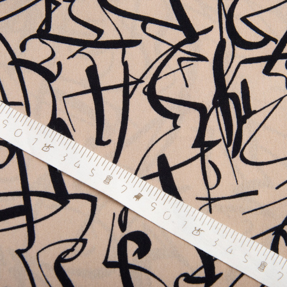 Ткань плательная креп Американский розчерк беж, фото 5