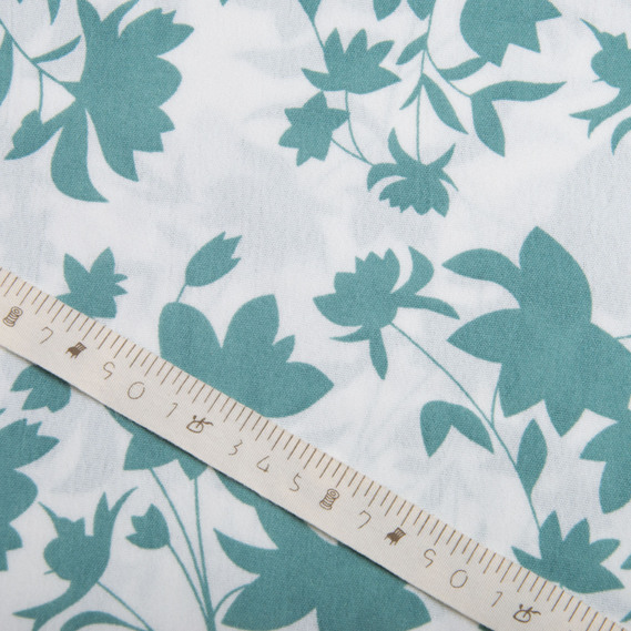 Ткань плательная креп Американский флора бірюза, фото 4