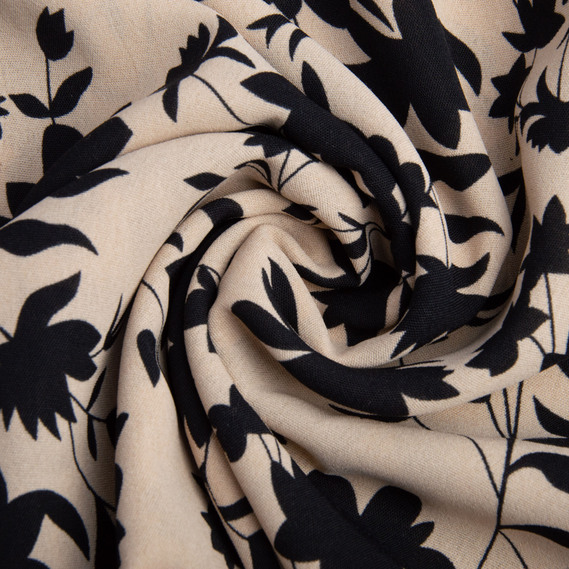 Тканина плательна креп Американський флора капучіно, фото 1