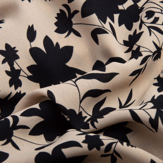 Тканина плательна креп Американський флора капучіно, фото 2