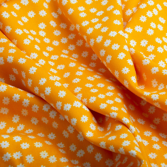 Тканина плательна штапель віскоза, платтяна тканина натуральна, для блузок, суконь, спідниць ромашка жовта, фото 2