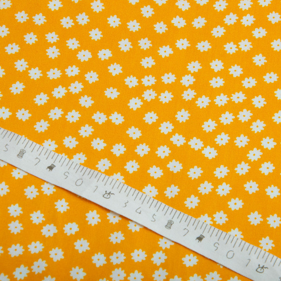 Тканина плательна штапель віскоза, платтяна тканина натуральна, для блузок, суконь, спідниць ромашка жовта, фото 4