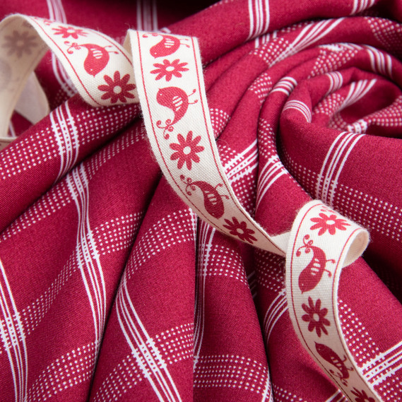 Ткань плательная штапель вискоза, плательная ткань натуральная, для блузок, платьев, юбок клітина вишня, фото 3