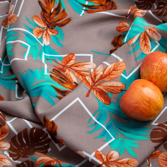 Тканина плательна штапель віскоза, платтяна тканина натуральна, для блузок, суконь, спідниць манстера капучіно, фото 4