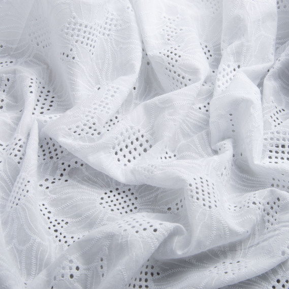 Тканина батист прошва натуральна бавовна 130 см, 120 гр/м2, для сорочок, суконь, дитячого одягу, легка, дихаюча соняшник біла, фото 2