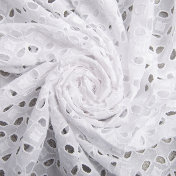 Тканина батист прошва натуральна бавовна 130 см, 120 гр/м2, для сорочок, суконь, дитячого одягу, легка, дихаюча пелюстки біла, фото 1