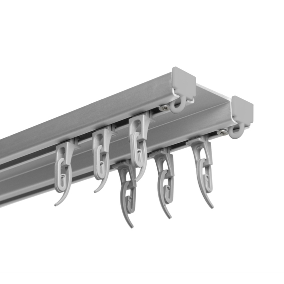 Карниз cтельовий 2,5 м IDEIA подвійний посилений алюмінієвий сірий, фото 1 Карниз cтельовий 2,5 м IDEIA подвійний посилений алюмінієвий сірий, фото 1