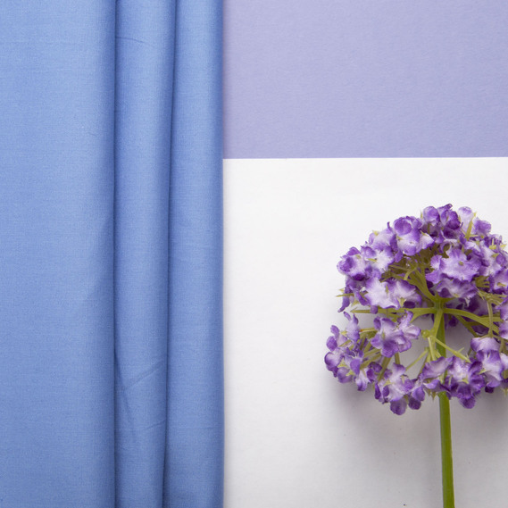 Тканина поплін бавовна 124 гр/м2 т/блакитна, фото 3