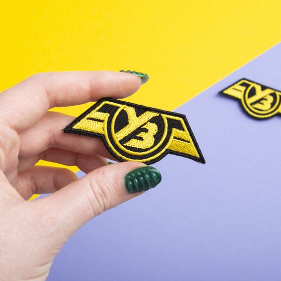 Шеврон нашивка на липучці УЗ Укрзалізниця, вишитий патч 3х7 см золото, фото 3