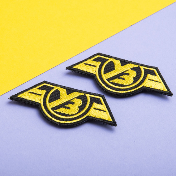 Шеврон нашивка на липучці УЗ Укрзалізниця, вишитий патч 3х7 см золото, фото 4