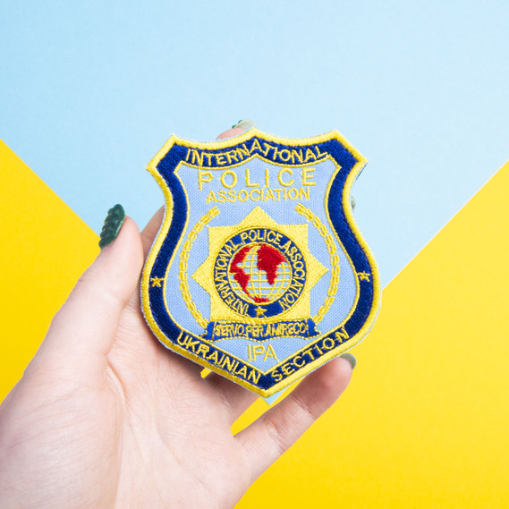 Шеврон нашивка на липучке International Police Association, Полиция, вышитый патч липучка 8х9 см, фото 4