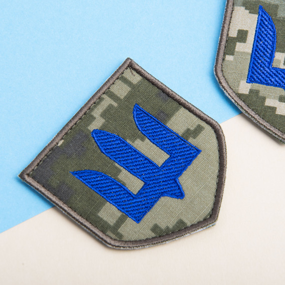 "Chevron patch with Velcro featuring blue Trident of the Armed Forces of Ukraine (ZSU) 7x7.5 cm, фото 4
