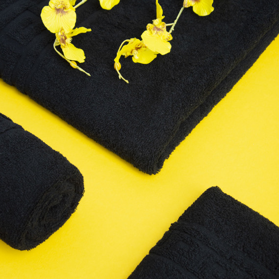 Рушник махровий Версаче 35х60 см чорний, фото 6