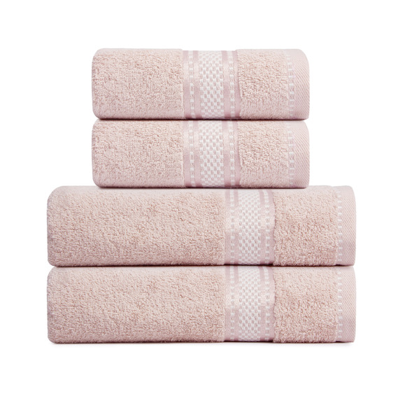 Рушник махровий бавовна Софія TM IDEIA 50х85 см пудра, фото 4