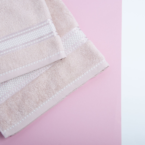 Рушник махровий бавовна Софія TM IDEIA 50х85 см пудра, фото 6