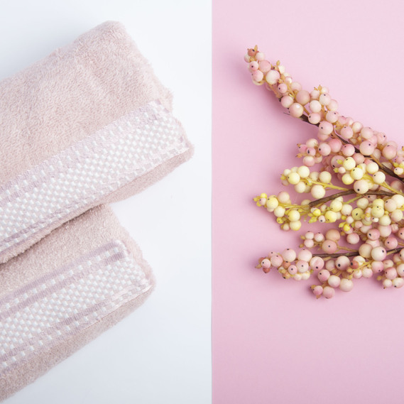 Рушник махровий бавовна Софія TM IDEIA 50х85 см пудра, фото 7