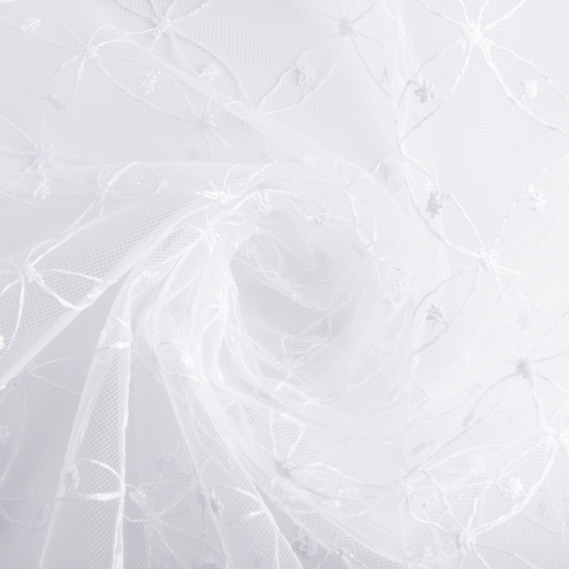 Тюль сітка з вишивкою V-55 beyaz , фото 1
