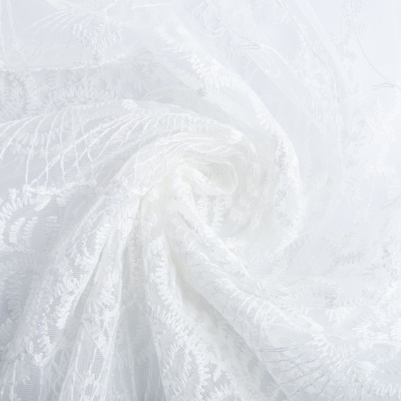 Тюль сетка с вышивкой V-098 ecru , фото 1 Тюль сетка с вышивкой V-098 ecru , фото 1