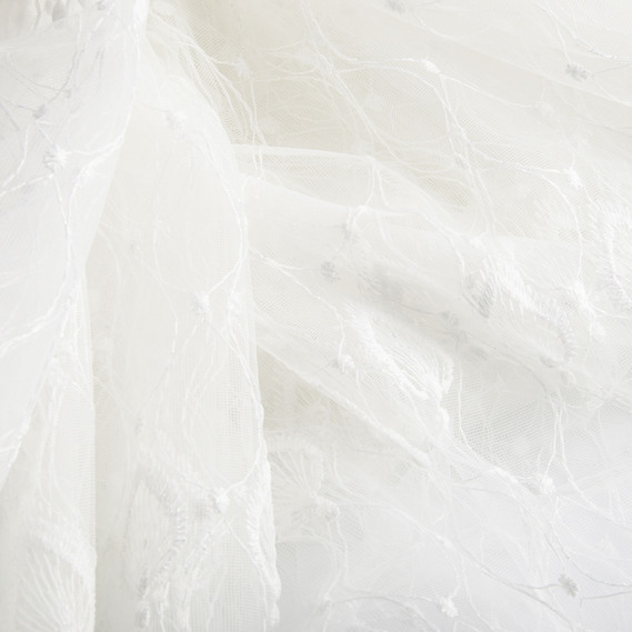 Тюль сітка з вишивкою V-065 ecru, фото 1 Тюль сітка з вишивкою V-065 ecru, фото 1