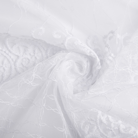Тюль сетка с вышивкой V-010 біла , фото 1 Тюль сетка с вышивкой V-010 біла , фото 1