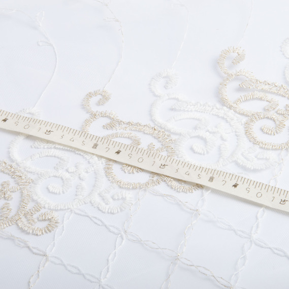 Тюль сітка з вишивкою V-001 золота, фото 3 Тюль сітка з вишивкою V-001 золота, фото 3