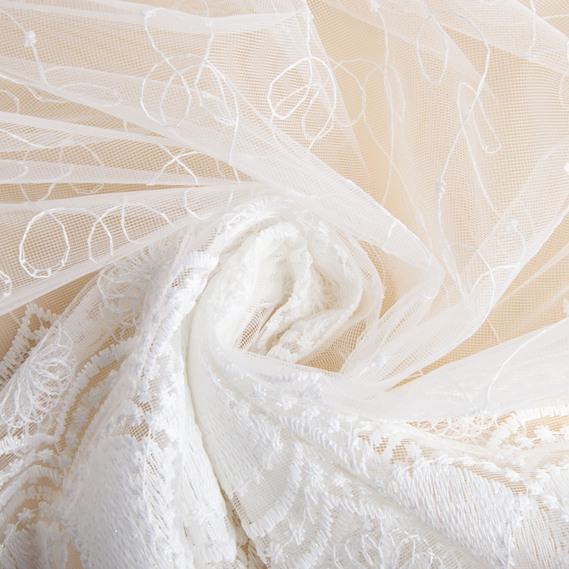 Тюль сітка з вишивкою V-122 ecru , фото 1 Тюль сітка з вишивкою V-122 ecru , фото 1