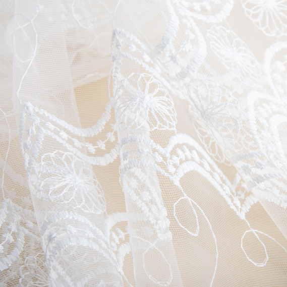 Тюль сітка з вишивкою V-122 ecru , фото 2 Тюль сітка з вишивкою V-122 ecru , фото 2