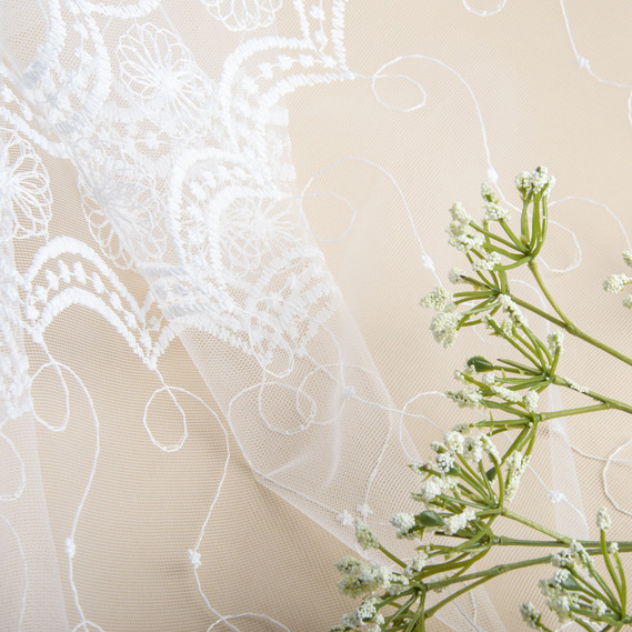 Тюль сітка з вишивкою V-122 ecru , фото 4 Тюль сітка з вишивкою V-122 ecru , фото 4