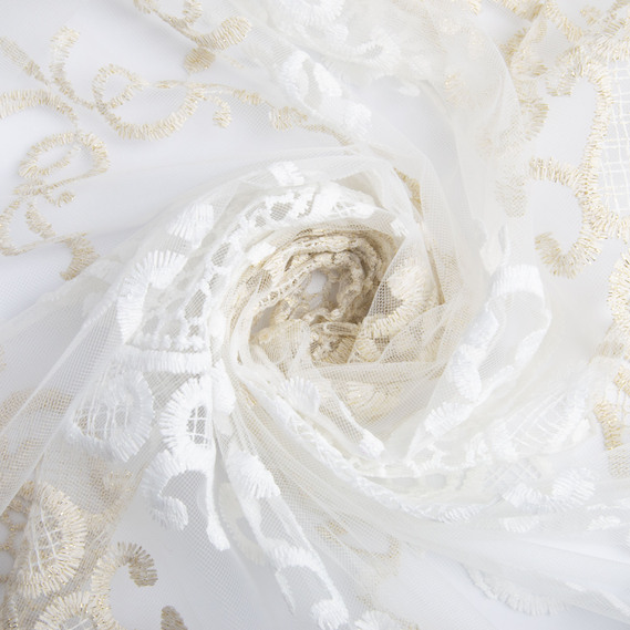 Ткань тюль сетка с вышивкой V-123 altin , фото 1 Ткань тюль сетка с вышивкой V-123 altin , фото 1