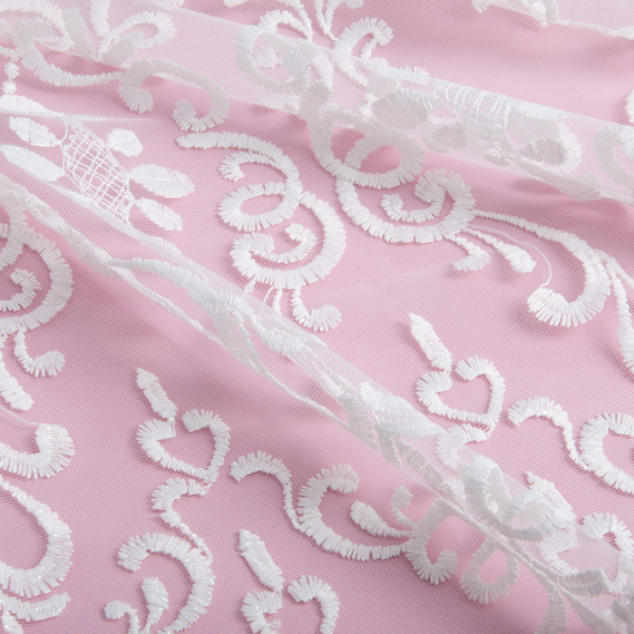 Тканина тюль сітка з вишивкою V-133 ecru , фото 3 Тканина тюль сітка з вишивкою V-133 ecru , фото 3